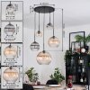 Koyoto Lampadario a sospensione, Lampada a sfera, Lampada a sospensione a cluster Ambrato, Chiaro, Grigio fumo, 5-Luci