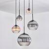 Koyoto Lampadario a sospensione, Lampada a sfera, Lampada a sospensione a cluster Ambrato, Chiaro, Grigio fumo, 5-Luci