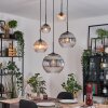Koyoto Lampadario a sospensione, Lampada a sfera, Lampada a sospensione a cluster Ambrato, Chiaro, Grigio fumo, 5-Luci