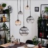 Koyoto Lampadario a sospensione, Lampada a sfera, Lampada a sospensione a cluster Ambrato, Chiaro, Grigio fumo, 5-Luci
