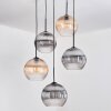 Koyoto Lampadario a sospensione, Lampada a sfera, Lampada a sospensione a cluster Ambrato, Chiaro, Grigio fumo, 5-Luci