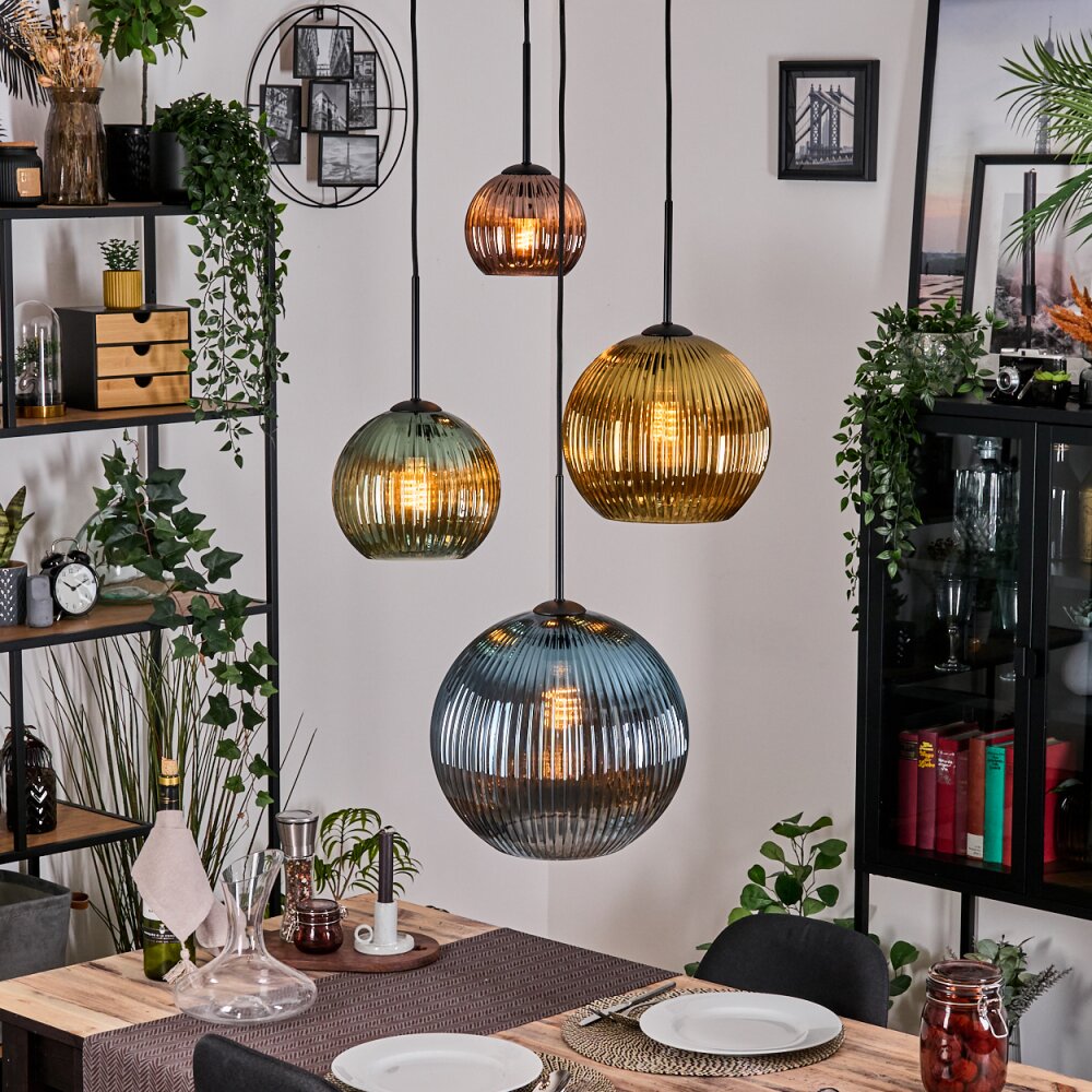 Koyoto Lampadario a sospensione, Lampada a sfera, Lampada a sospensione a cluster 35 cm Blu, Oro, Verde, Ramato, 4-Luci main product photo