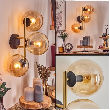 Gastor Lampada a sfera, Applique Oro, Nero, 3-Luci