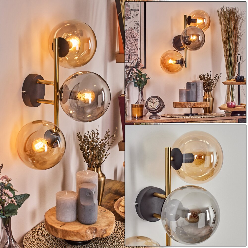 Gastor Lampada a sfera, Applique Oro, Nero, 3-Luci main product photo