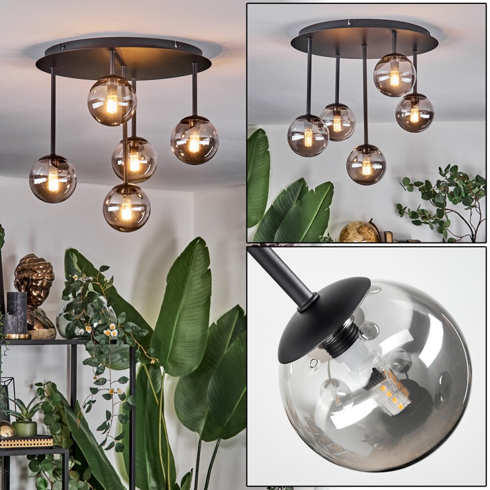 Chehalis Plafoniera, Lampada a sfera Grigio fumo, 5-Luci main product photo