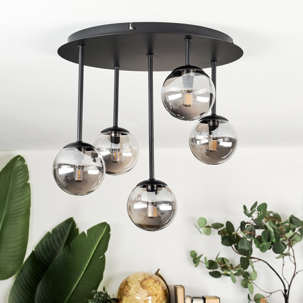 Chehalis Plafoniera, Lampada a sfera Grigio fumo, 5-Luci