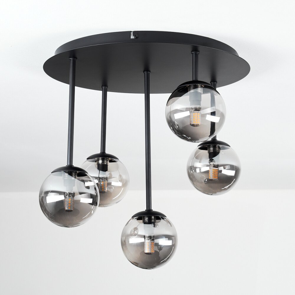 Chehalis Plafoniera, Lampada a sfera Grigio fumo, 5-Luci