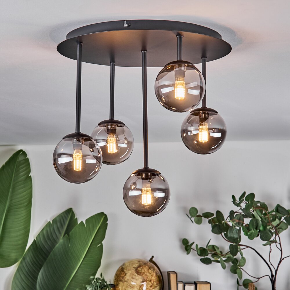 Chehalis Plafoniera, Lampada a sfera Grigio fumo, 5-Luci