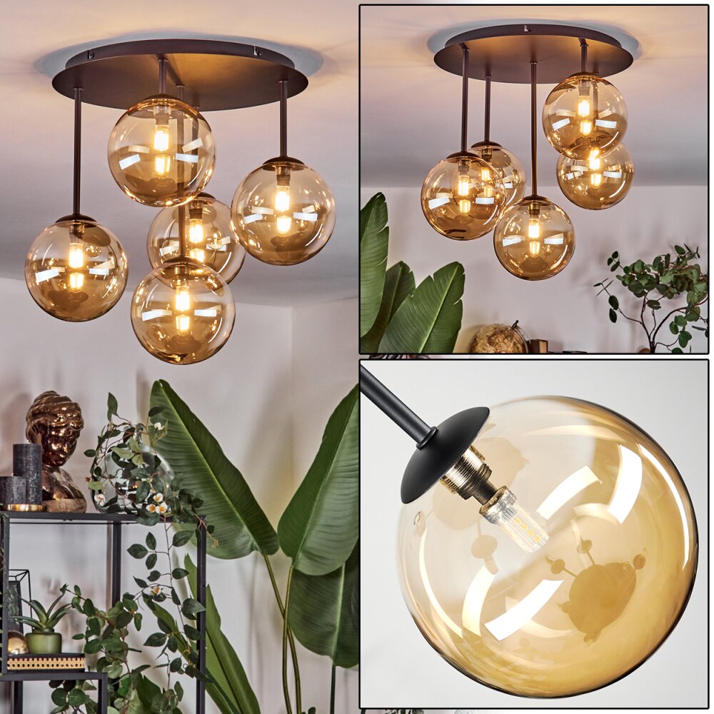 Chehalis Plafoniera, Lampada a sfera Ambrato, 5-Luci main product photo