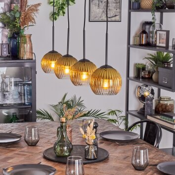 Koyoto Lampadario a sospensione, Lampada a sfera, Lampada a sospensione Oro, Chiaro, 4-Luci