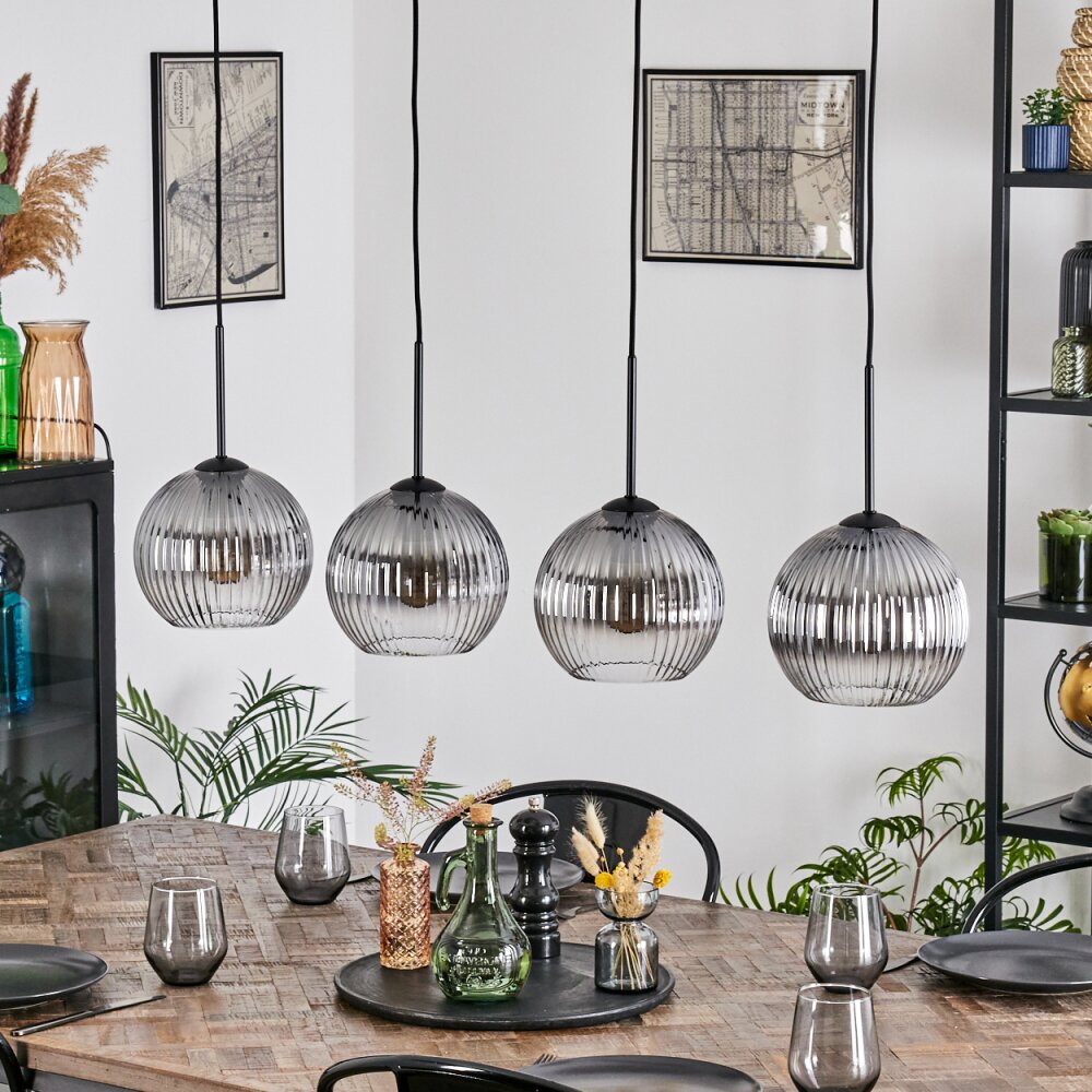 Koyoto Lampadario a sospensione, Lampada a sfera, Lampada a sospensione Chiaro, Grigio fumo, 4-Luci