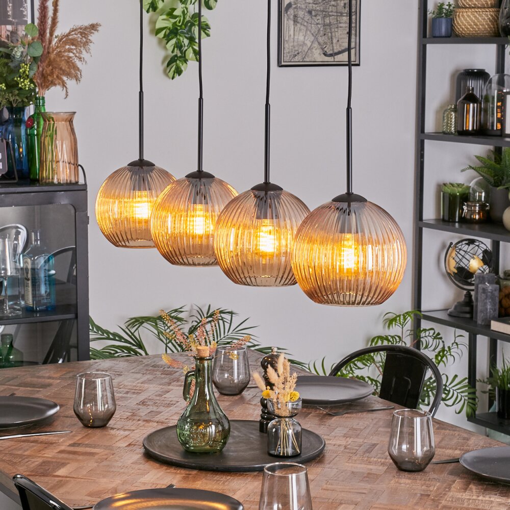 Koyoto Lampadario a sospensione, Lampada a sfera, Lampada a sospensione Ambrato, 4-Luci main product photo