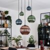 Koyoto Lampadario a sospensione, Lampada a sfera, Lampada a sospensione a cluster Blu, Verde, Ramato, 5-Luci