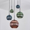 Koyoto Lampadario a sospensione, Lampada a sfera, Lampada a sospensione a cluster Blu, Verde, Ramato, 5-Luci