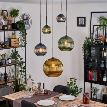 Koyoto Lampadario a sospensione, Lampada a sfera, Lampada a sospensione a cluster Blu, Oro, Verde, 5-Luci