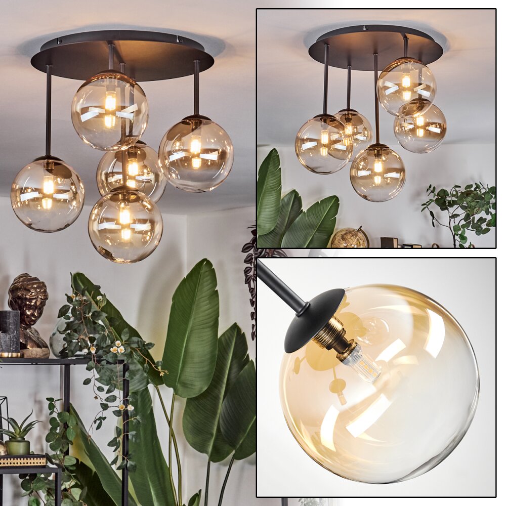 Chehalis Plafoniera, Lampada a sfera Ambrato, Chiaro, 5-Luci main product photo