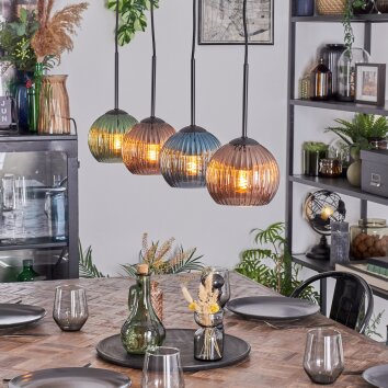 Koyoto Lampadario a sospensione, Lampada a sfera, Lampada a sospensione Blu, Verde, Ramato, 4-Luci