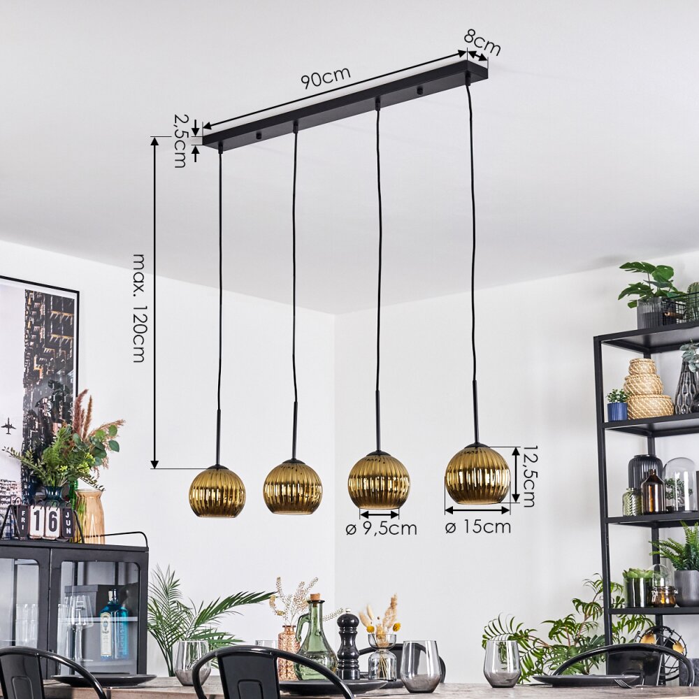 Koyoto Lampadario a sospensione, Lampada a sfera, Lampada a sospensione Oro, 4-Luci