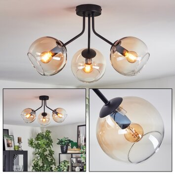 Koyoto Plafoniera, Lampada a sfera Ambrato, Chiaro, 3-Luci