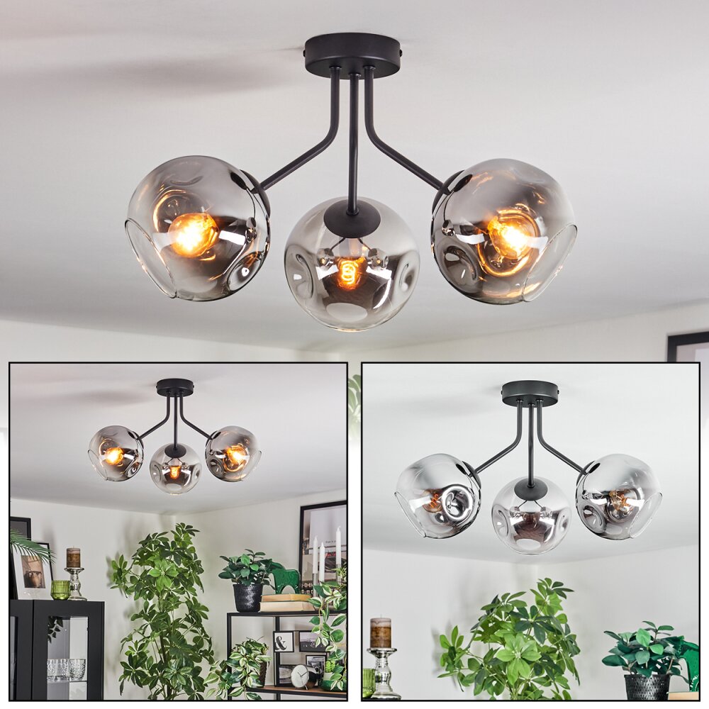 Ripoll Plafoniera, Lampada a sfera Cromo, Chiaro, Grigio fumo, 3-Luci main product photo