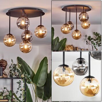 Chehalis Plafoniera, Lampada a sfera Ambrato, Grigio fumo, 5-Luci Chehalis Plafoniera, Lampada a sfera Ambrato, Grigio fumo, 5-Luci