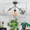 Gastor Plafoniera, Lampada a sfera 42 cm Ambrato, Chiaro, Grigio fumo, 3-Luci