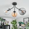 Gastor Plafoniera, Lampada a sfera 42 cm Ambrato, Chiaro, Grigio fumo, 3-Luci