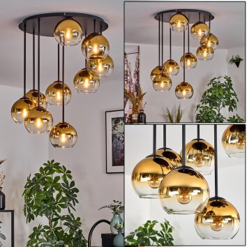 Koyoto Plafoniera, Lampada a sfera Oro, Chiaro, 9-Luci