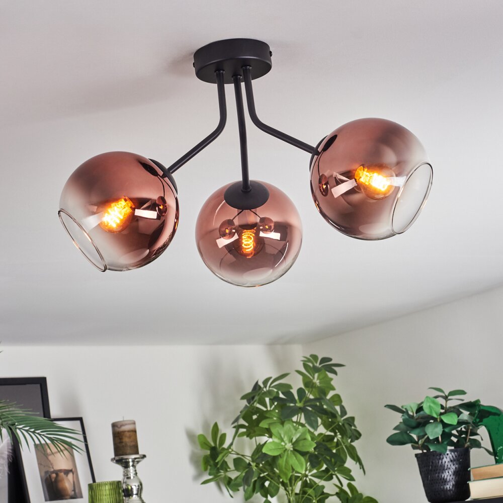 Koyoto Plafoniera, Lampada a sfera Chiaro, Ramato, 3-Luci
