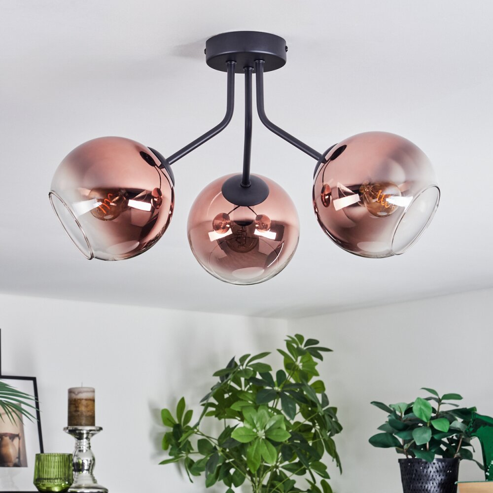 Koyoto Plafoniera, Lampada a sfera Chiaro, Ramato, 3-Luci