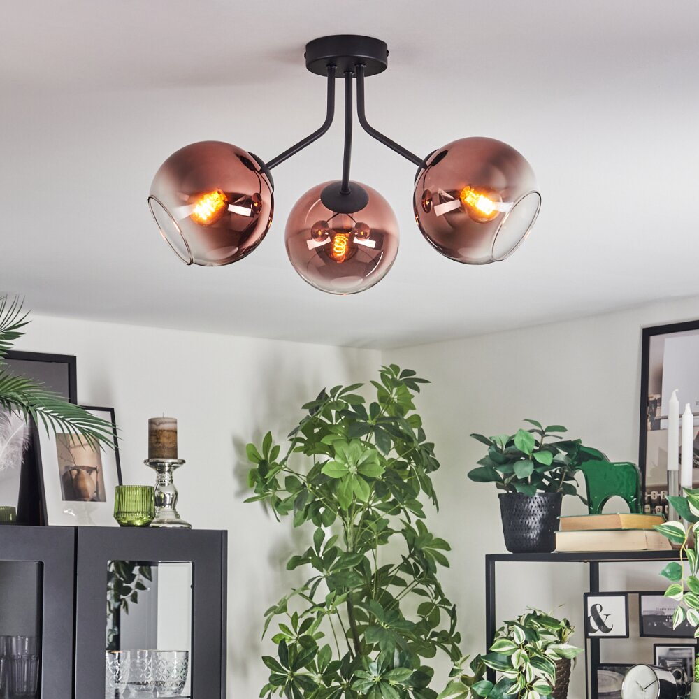 Koyoto Plafoniera, Lampada a sfera Chiaro, Ramato, 3-Luci