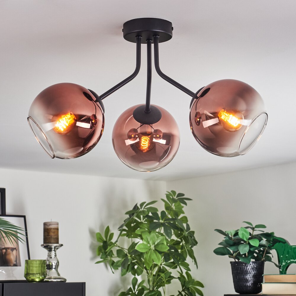 Koyoto Plafoniera, Lampada a sfera Chiaro, Ramato, 3-Luci
