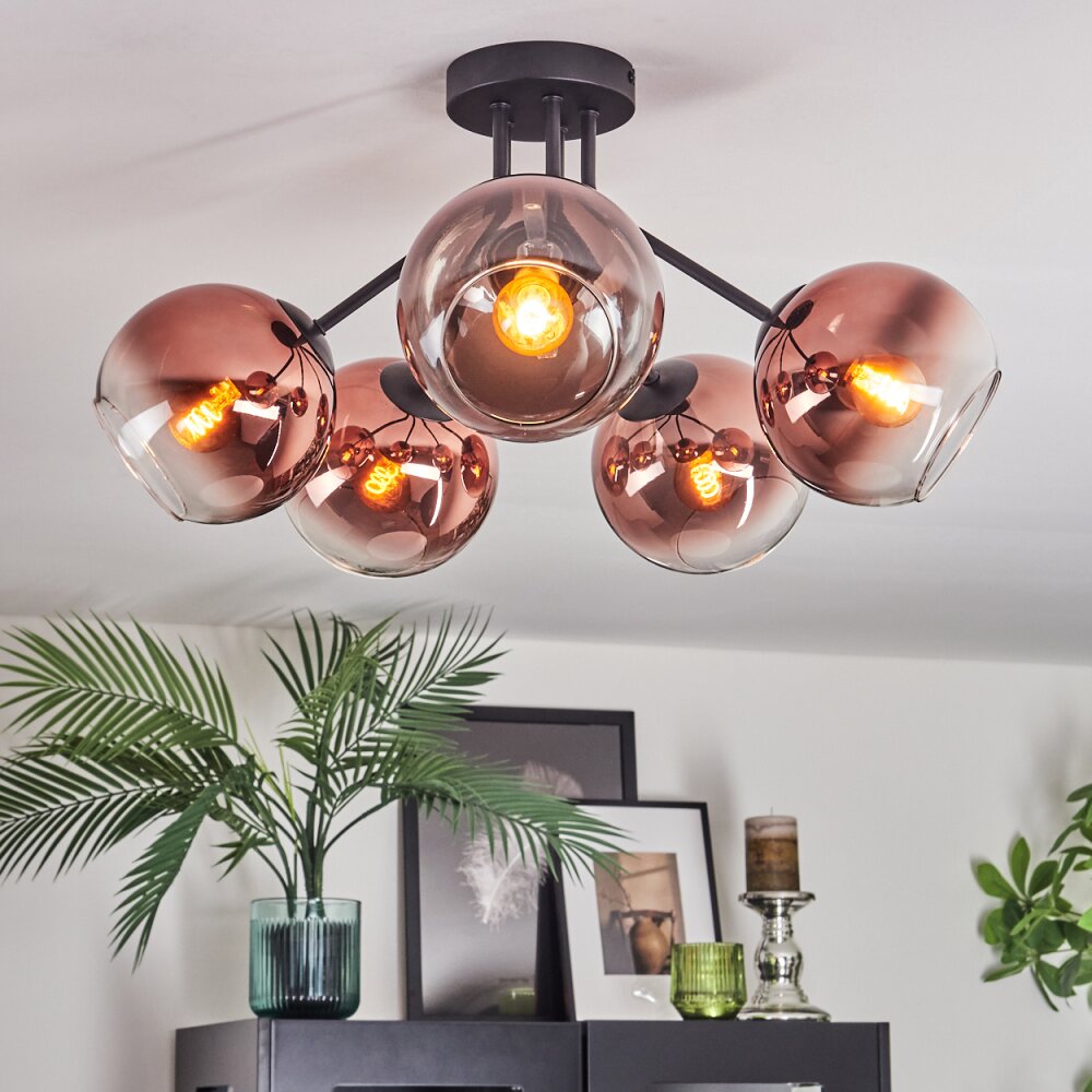 Koyoto Plafoniera, Lampada a sfera 52 cm Chiaro, Ramato, 5-Luci