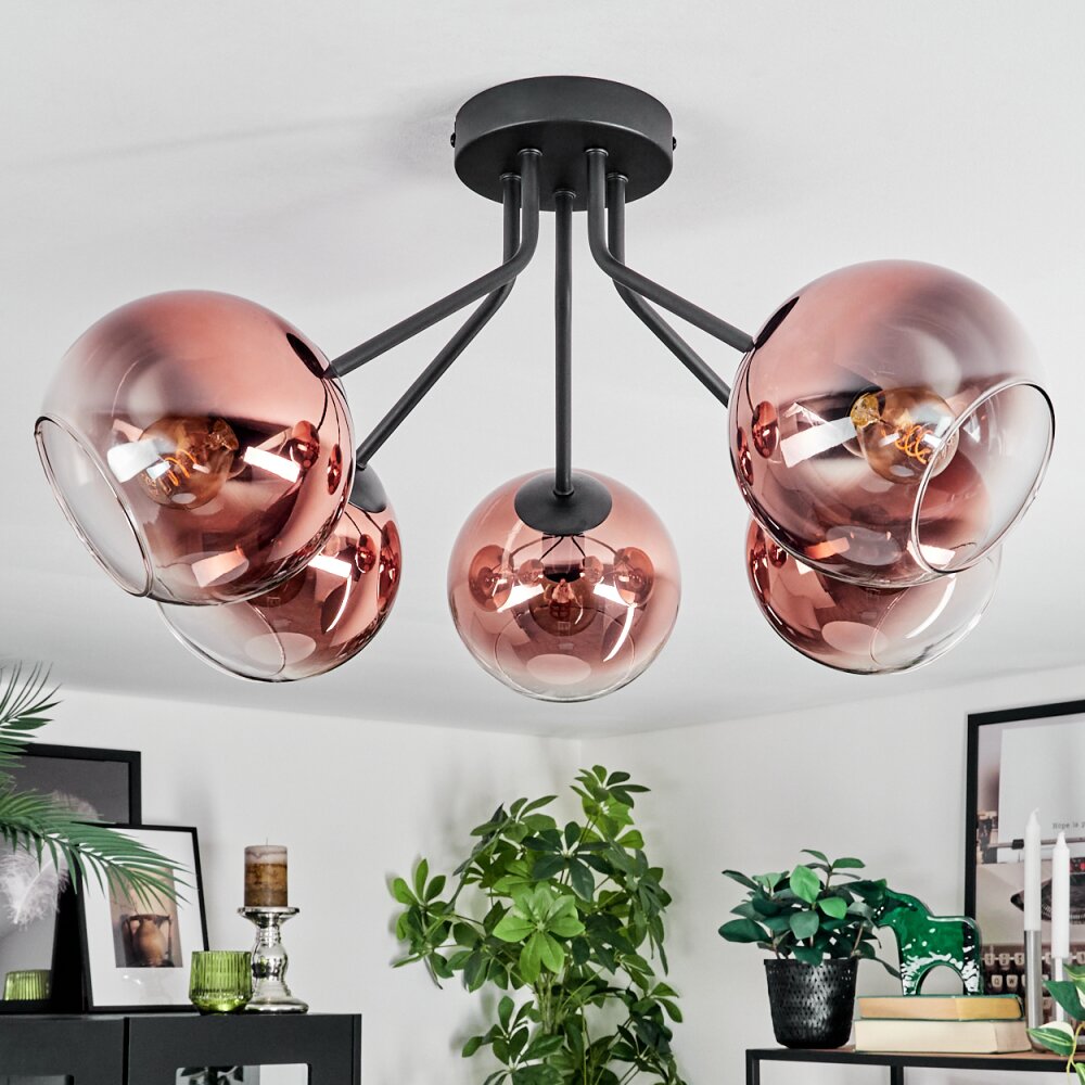 Koyoto Plafoniera, Lampada a sfera 52 cm Chiaro, Ramato, 5-Luci