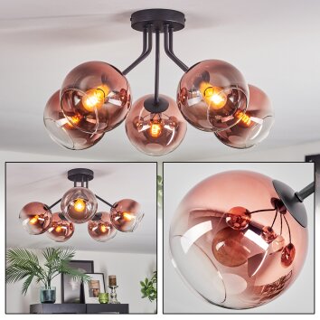 Koyoto Plafoniera, Lampada a sfera 52 cm Chiaro, Ramato, 5-Luci