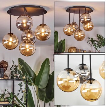 Chehalis Plafoniera, Lampada a sfera Ambrato, Grigio fumo, 5-Luci Chehalis Plafoniera, Lampada a sfera Ambrato, Grigio fumo, 5-Luci