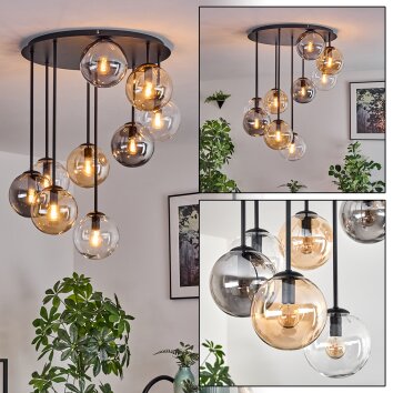 Gastor Plafoniera, Lampada a sfera Ambrato, Chiaro, Grigio fumo, 9-Luci