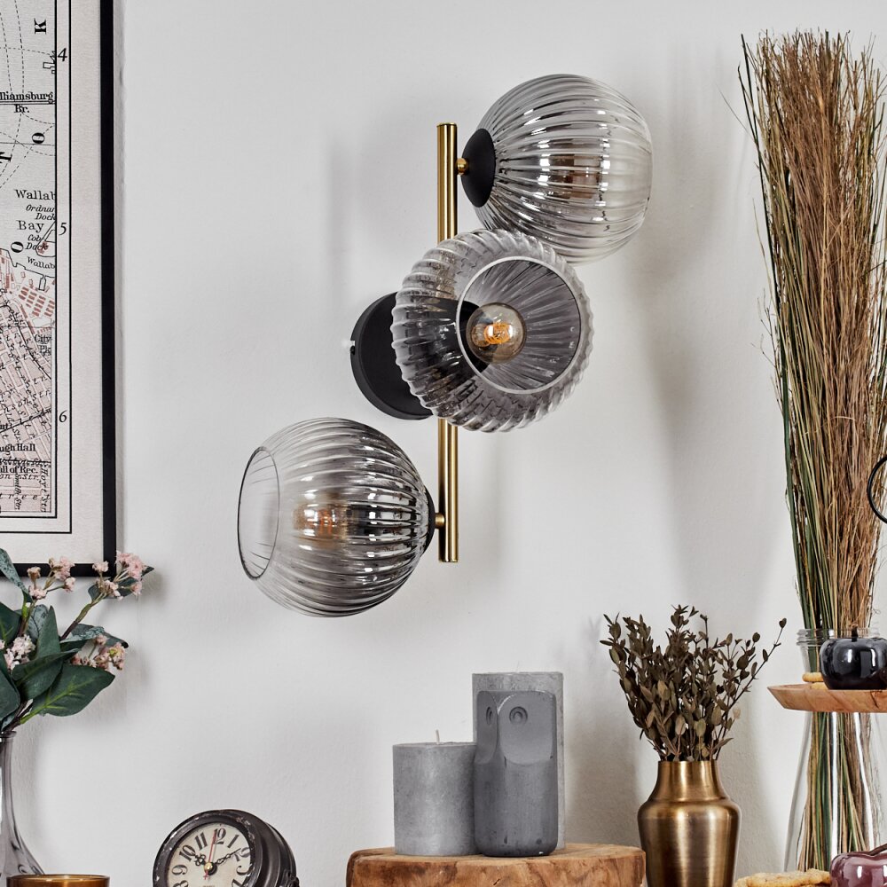 Koyoto Lampada a sfera, Applique Oro, Nero, 3-Luci