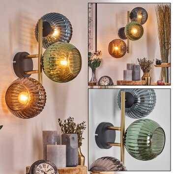 Koyoto Lampada a sfera, Applique Oro, Nero, 3-Luci
