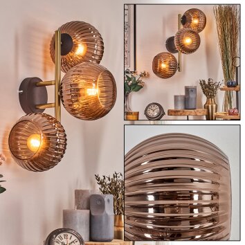 Koyoto Lampada a sfera, Applique Oro, Nero, 3-Luci