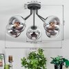 Gastor Plafoniera, Lampada a sfera 52 cm Cromo, Chiaro, Grigio fumo, 5-Luci
