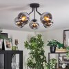 Gastor Plafoniera, Lampada a sfera 52 cm Cromo, Chiaro, Grigio fumo, 5-Luci