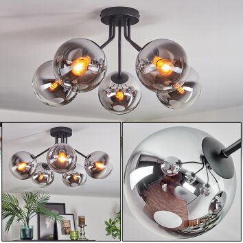 Gastor Plafoniera, Lampada a sfera 52 cm Cromo, Chiaro, Grigio fumo, 5-Luci Gastor Plafoniera, Lampada a sfera 52 cm Cromo, Chiaro, Grigio fumo, 5-Luci