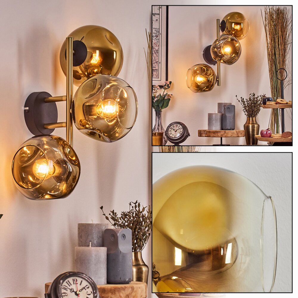 Ripoll Lampada a sfera, Applique Oro, Nero, 3-Luci main product photo