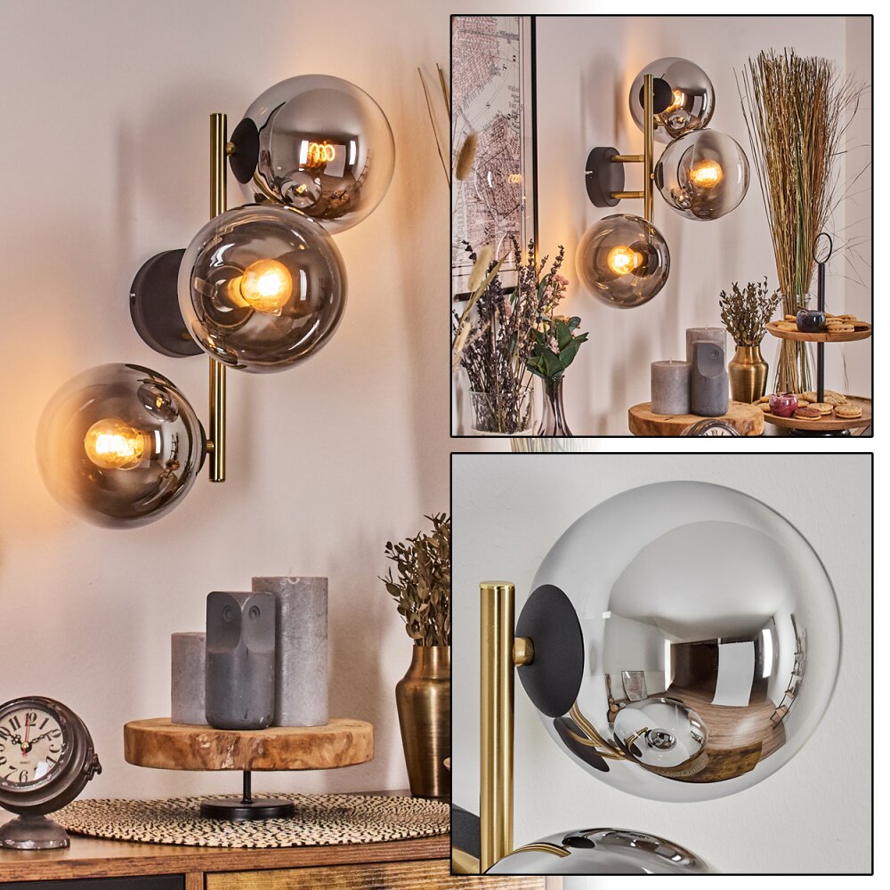Gastor Lampada a sfera, Applique 42 cm Oro, Nero, 3-Luci main product photo