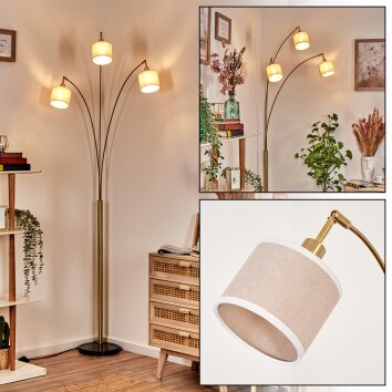Bassagoda Lampada da terra Ottone, Nero, 3-Luci