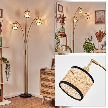 Ramila Lampada da terra Ottone, Nero, 3-Luci