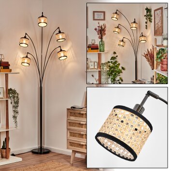 Ramila Lampada da terra Cromo, Nero, 5-Luci