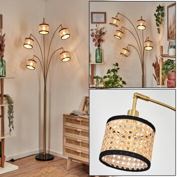 Ramila Lampada da terra Ottone, Nero, 5-Luci