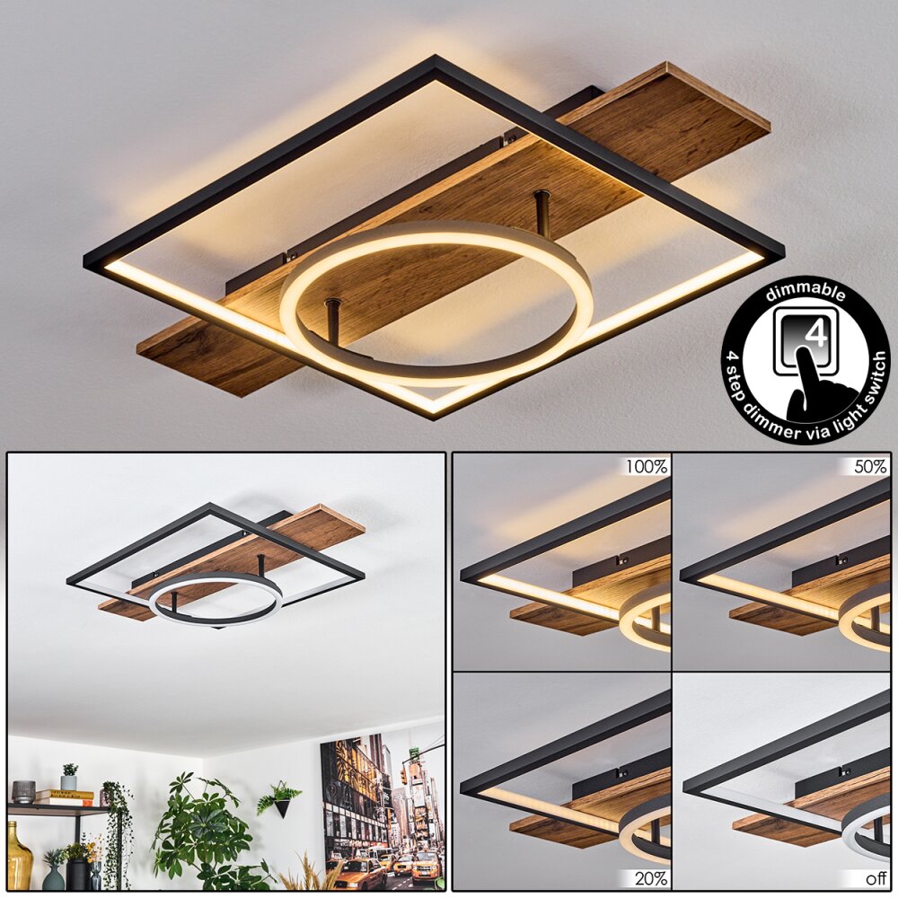 Pompu Plafoniera LED Marrone, Aspetto del legno, Nero, 1-Luce main product photo